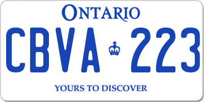 ON license plate CBVA223