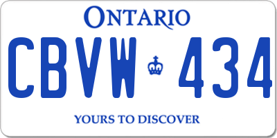 ON license plate CBVW434