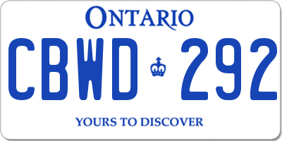 ON license plate CBWD292