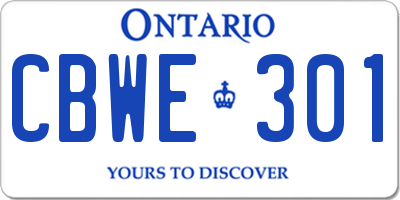 ON license plate CBWE301