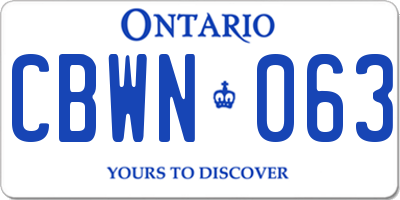 ON license plate CBWN063