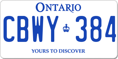 ON license plate CBWY384
