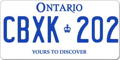 ON license plate CBXK202