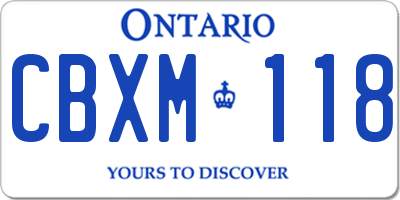 ON license plate CBXM118