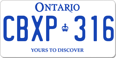 ON license plate CBXP316
