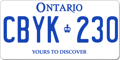 ON license plate CBYK230