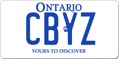 ON license plate CBYZ