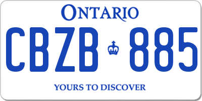 ON license plate CBZB885
