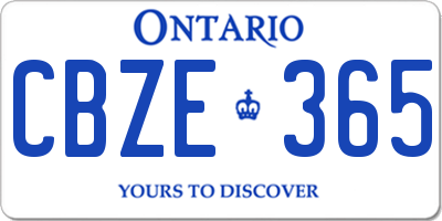 ON license plate CBZE365