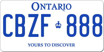 ON license plate CBZF888