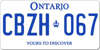 ON license plate CBZH067