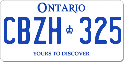 ON license plate CBZH325