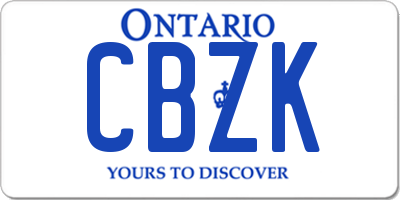 ON license plate CBZK