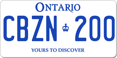 ON license plate CBZN200