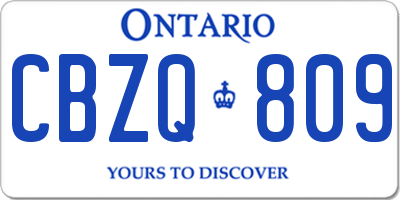 ON license plate CBZQ809
