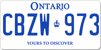 ON license plate CBZW973