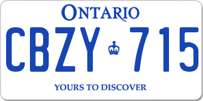 ON license plate CBZY715