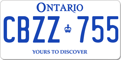ON license plate CBZZ755