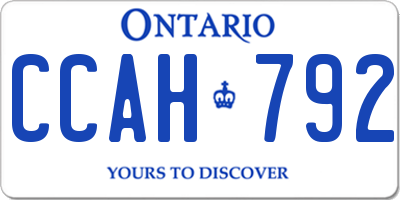 ON license plate CCAH792