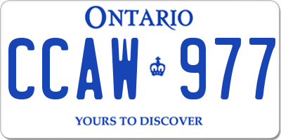ON license plate CCAW977