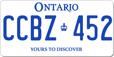 ON license plate CCBZ452