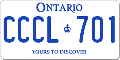 ON license plate CCCL701