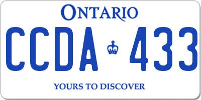 ON license plate CCDA433