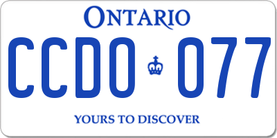 ON license plate CCDO077
