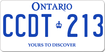 ON license plate CCDT213