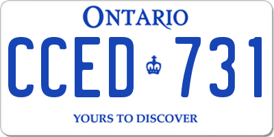 ON license plate CCED731