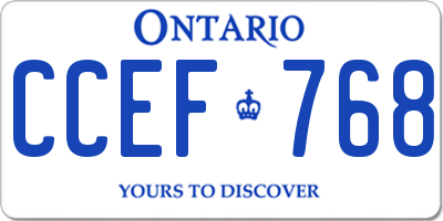 ON license plate CCEF768