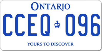 ON license plate CCEQ096