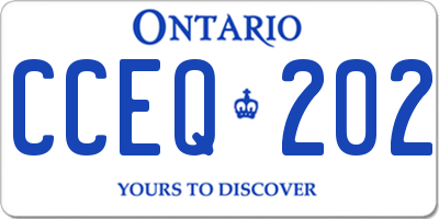 ON license plate CCEQ202