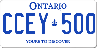 ON license plate CCEY500