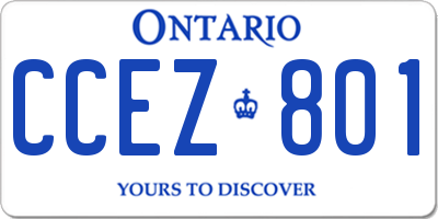 ON license plate CCEZ801