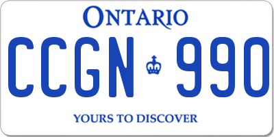 ON license plate CCGN990