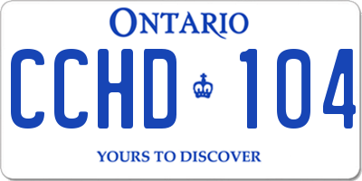 ON license plate CCHD104