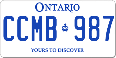 ON license plate CCMB987