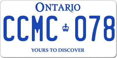 ON license plate CCMC078