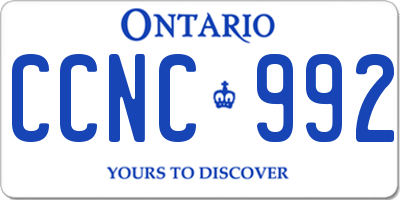 ON license plate CCNC992