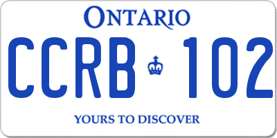 ON license plate CCRB102