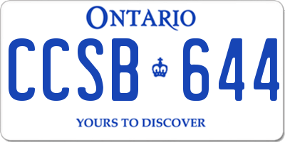 ON license plate CCSB644