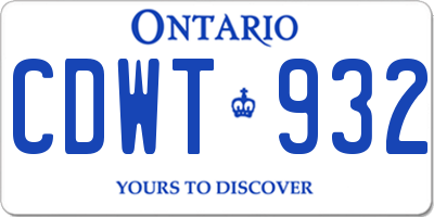 ON license plate CDWT932