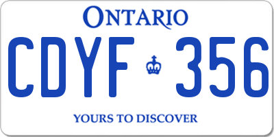 ON license plate CDYF356