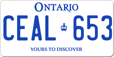 ON license plate CEAL653