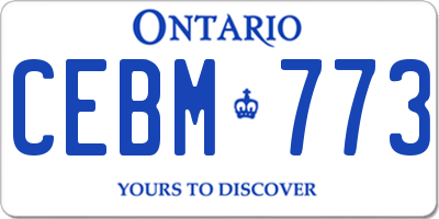 ON license plate CEBM773