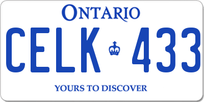 ON license plate CELK433