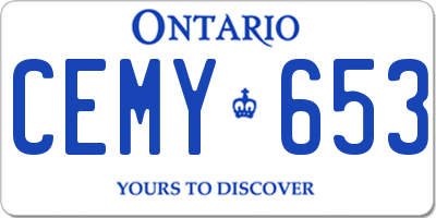 ON license plate CEMY653