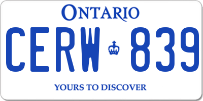 ON license plate CERW839