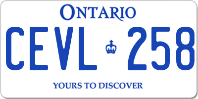ON license plate CEVL258
